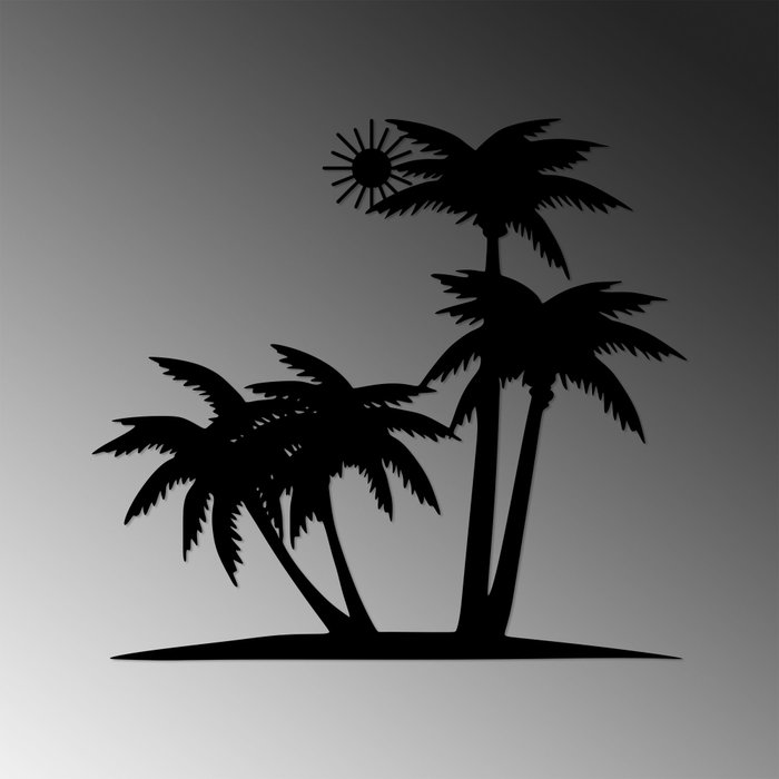 Wallity Palm And The Sun - 442 Escultura de pared de metal Negro Wallity Palm And The Sun - 442 Escultura de pared de metal Negro